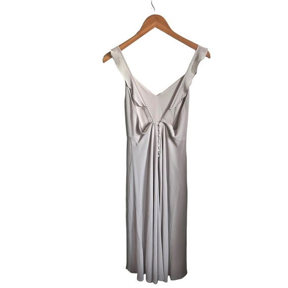 Lulu’s Meteoric Rise Light Grey Angelcore Minimalist Maxi Dress Size Small - Picture 8 of 9
